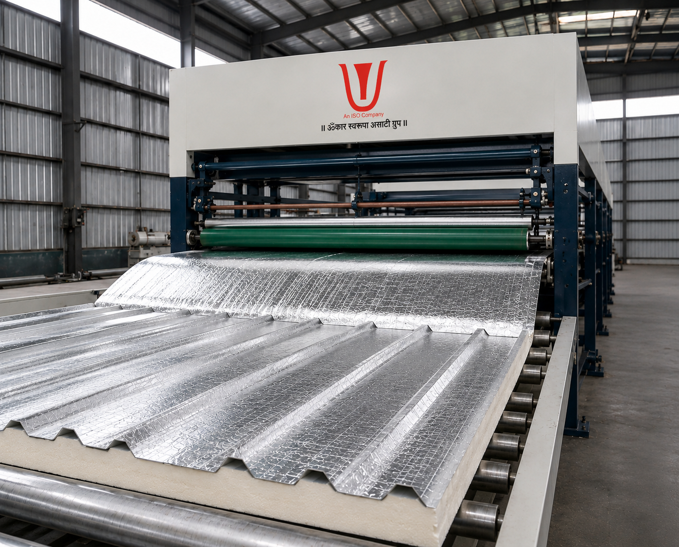 Insulation pasting machine at Unitech Fibreglass plant